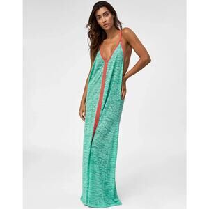Pitusa Womens Peru Mint Green Deep V Inca Maxi Sundress Small